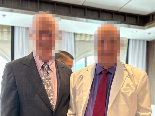 Spencer and Patrick dressed for dinner